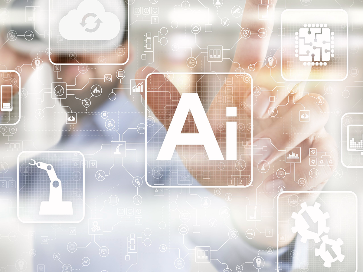 Product manufacturer using AI images denoting automation, cloud and design