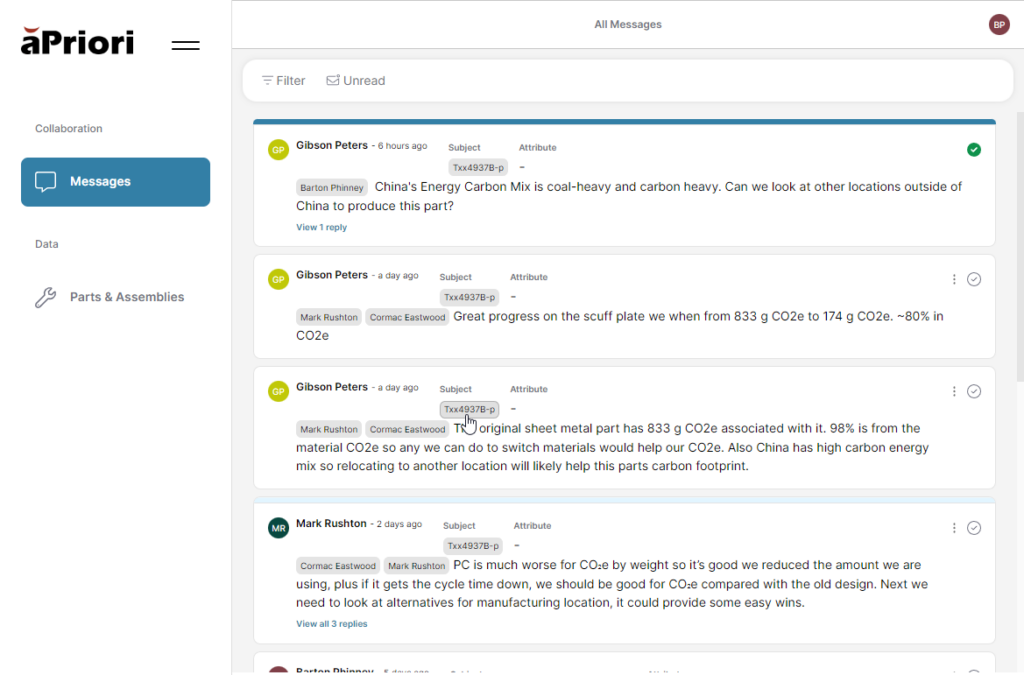 Messages aP Workspace